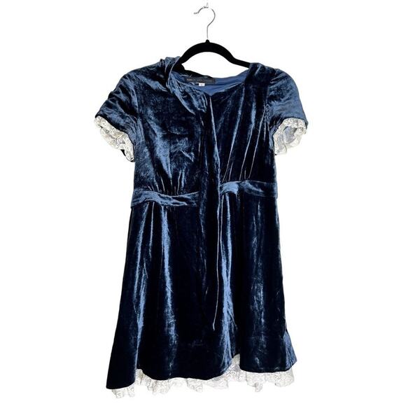 Marc by Marc Jacobs Woman's Size 4 Velvet Empire Waist Mini Dress Tie Neck and L - Picture 1 of 7
